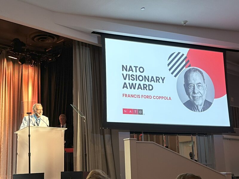 Image of Francis Ford Coppola winning the NATO Spirit Award